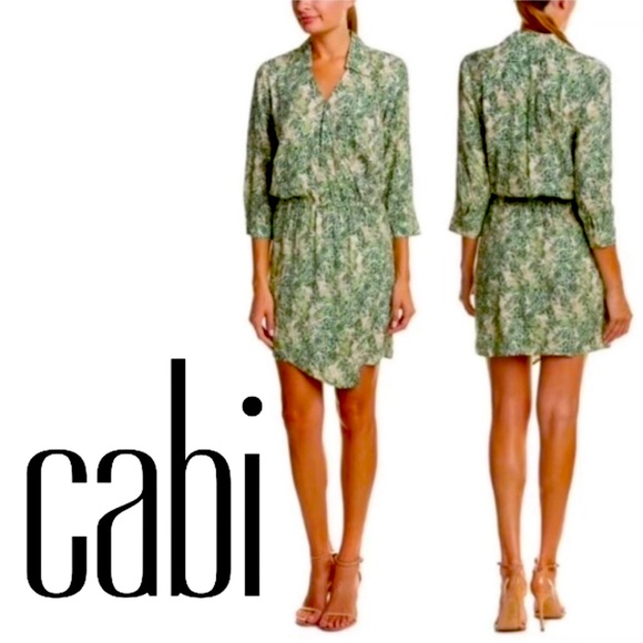 CAbi Dresses & Skirts - CAbi Leaf Print Faux Wrap Dress Style# 280 Size Large
